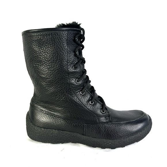 Cougar Shoes - COUGARD BLACK LEATHER BOOTS FULLY LING WITH THICK ULTRA SOFT FUR LACE UP BOOT 10